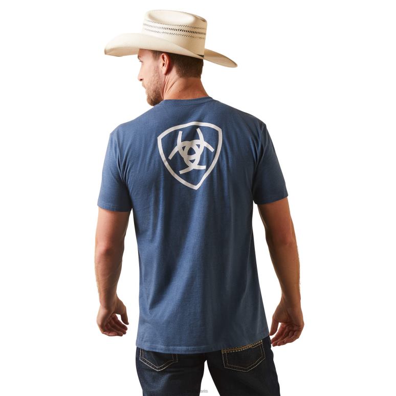RJ66P558 t-shirt corps Ariat hauts marin bleu chiné Hommes