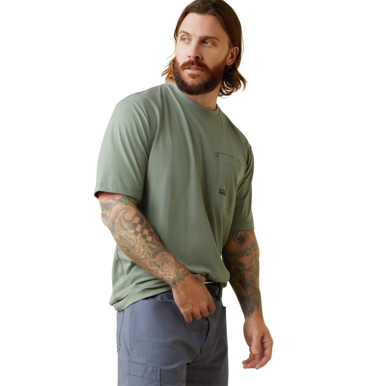 RJ66P575 t-shirt d'ouvrier de barres d'armature Ariat hauts nénuphar Hommes