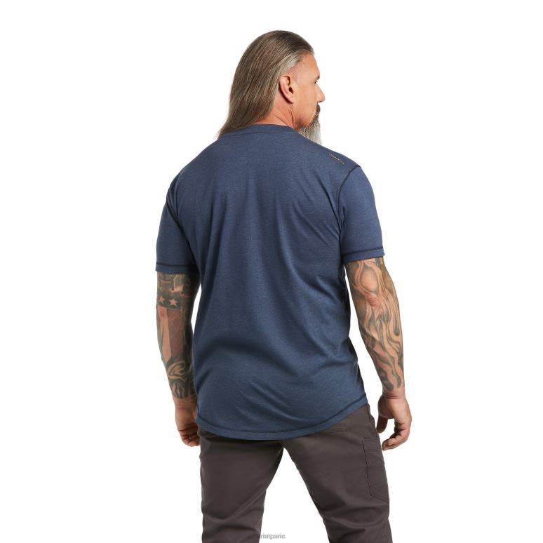 RJ66P576 t-shirt d'ouvrier de barres d'armature Ariat hauts bruyère d'ardoise Hommes
