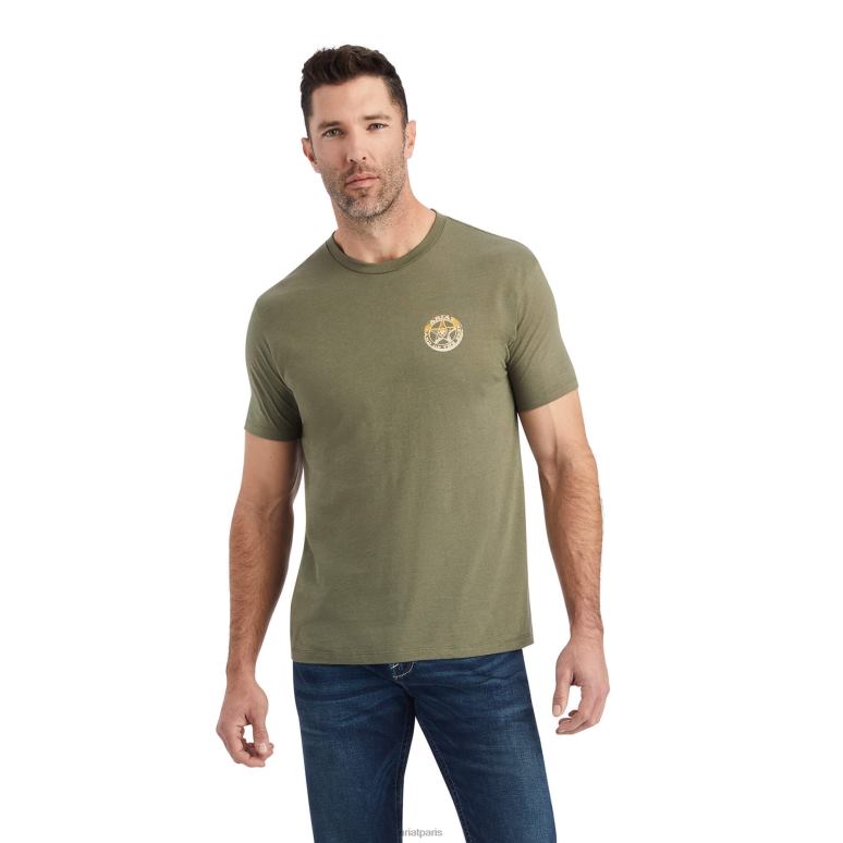 RJ66P583 t-shirt étoile Ariat hauts bruyère militaire Hommes
