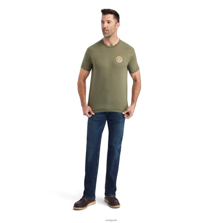 RJ66P583 t-shirt étoile Ariat hauts bruyère militaire Hommes