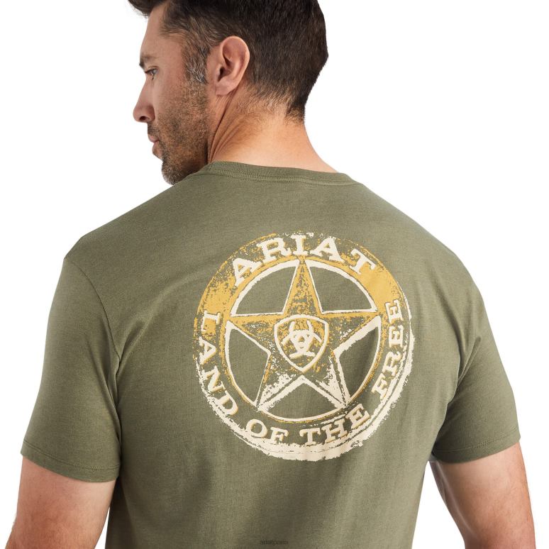 RJ66P583 t-shirt étoile Ariat hauts bruyère militaire Hommes
