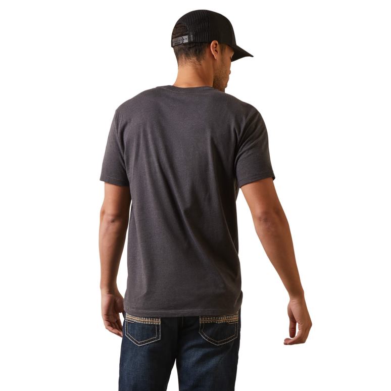 RJ66P585 t-shirt bouclier américain Ariat hauts bruyère au charbon de bois Hommes