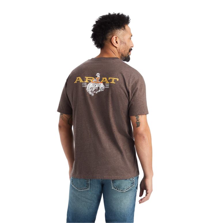 RJ66P586 t-shirt bronc buster Ariat hauts bruyère brune Hommes