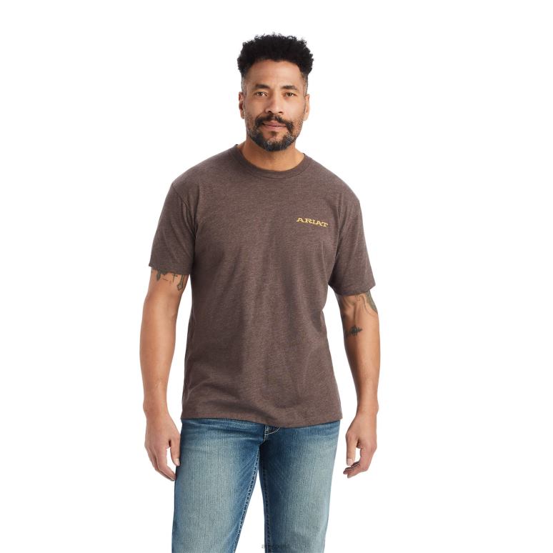RJ66P586 t-shirt bronc buster Ariat hauts bruyère brune Hommes