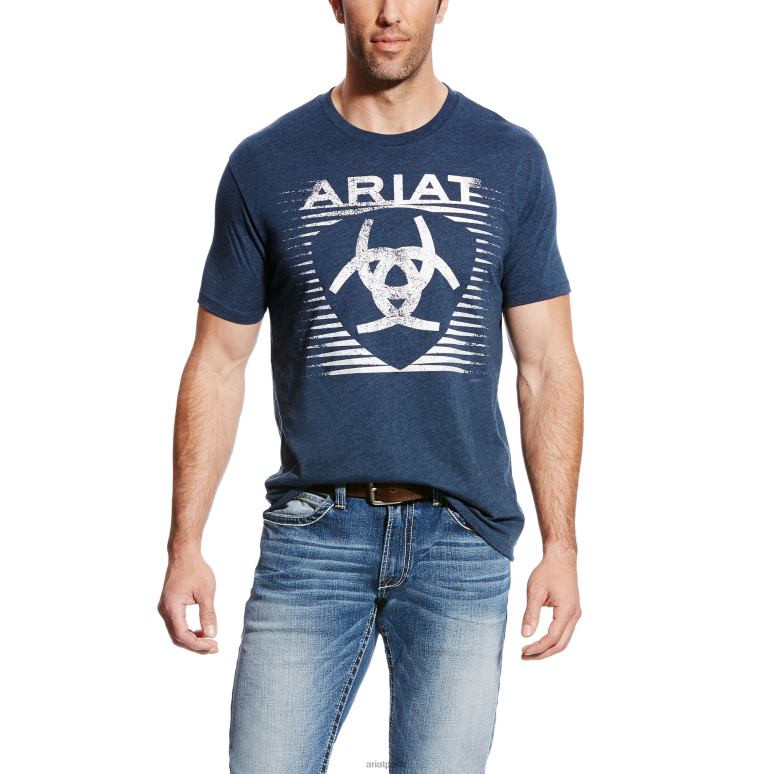 RJ66P587 t-shirt ombre Ariat hauts chiné marine Hommes