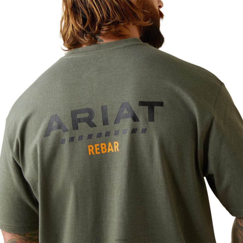 RJ66P592 t-shirt à logo fort en coton rebar Ariat hauts bruyère coléoptère Hommes