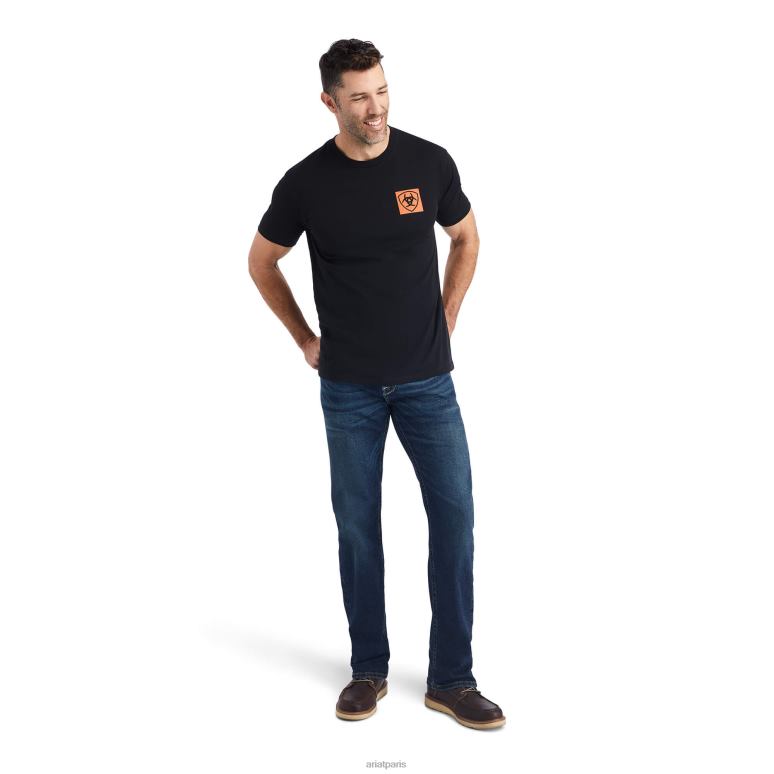 RJ66P599 t-shirt à indice d'octane linéaire Ariat hauts noir Hommes