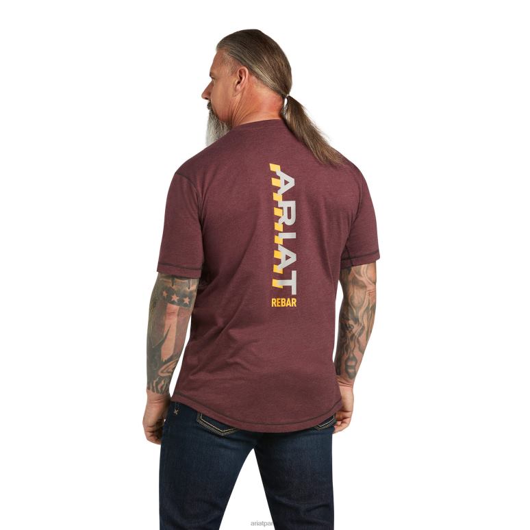RJ66P601 t-shirt avec logo d'ouvrier de barres d'armature Ariat hauts bruyère malbec Hommes