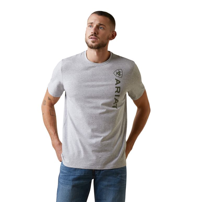RJ66P603 t-shirt à logo vertical Ariat hauts gris chiné Hommes