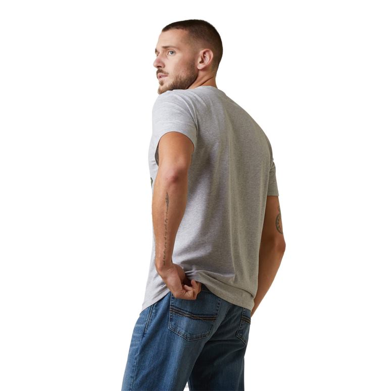 RJ66P603 t-shirt à logo vertical Ariat hauts gris chiné Hommes