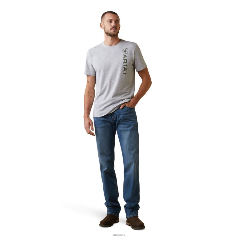 RJ66P603 t-shirt à logo vertical Ariat hauts gris chiné Hommes