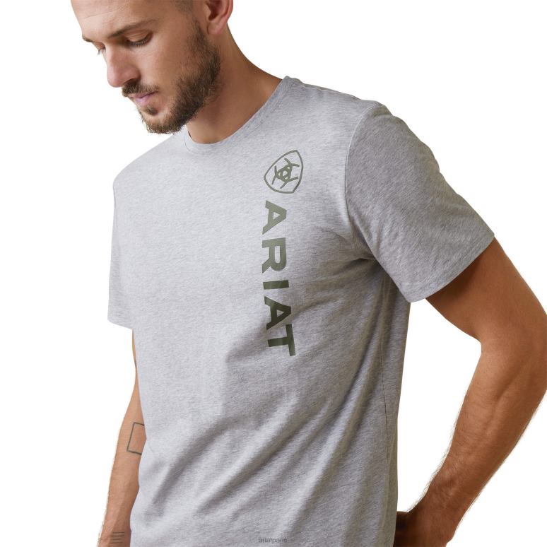 RJ66P603 t-shirt à logo vertical Ariat hauts gris chiné Hommes