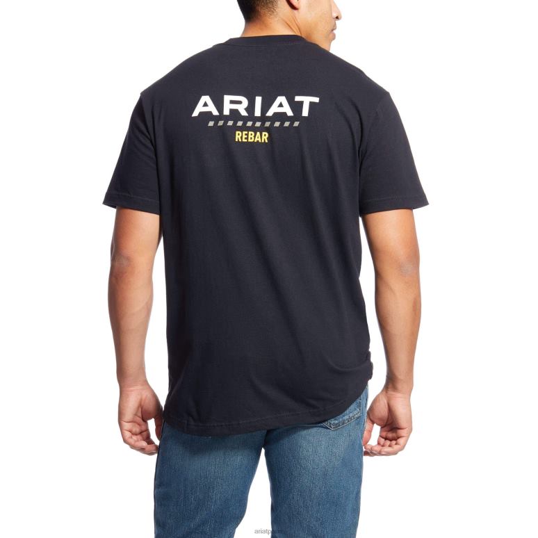 RJ66P604 t-shirt à logo fort en coton rebar Ariat hauts noir Hommes