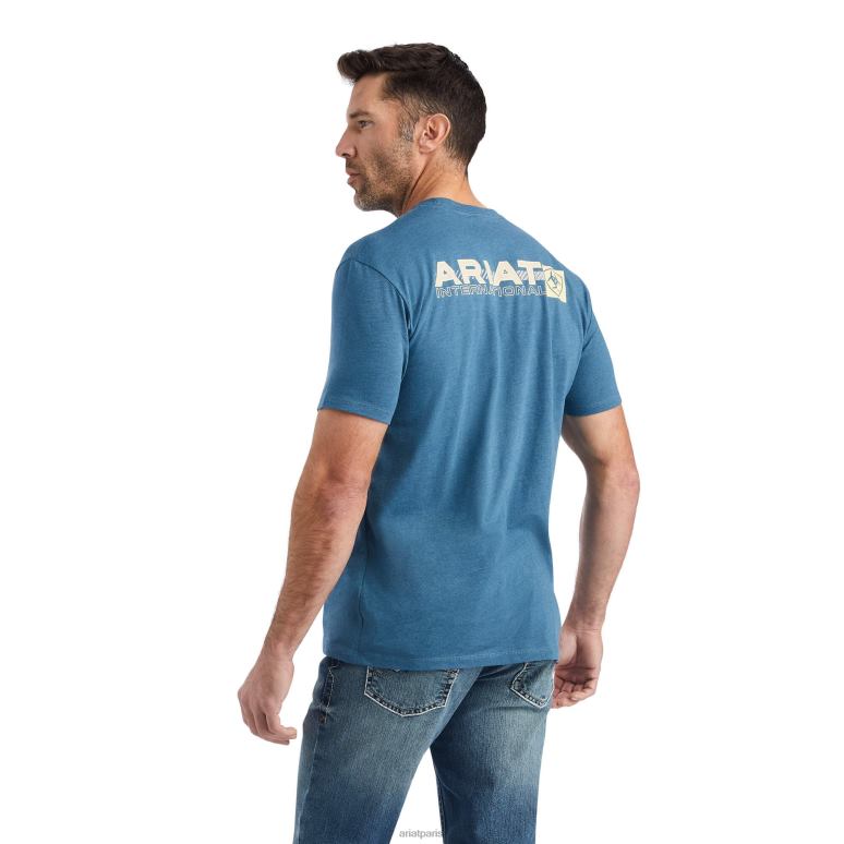 RJ66P605 t-shirt à indice d'octane linéaire Ariat hauts bleu acier chiné Hommes