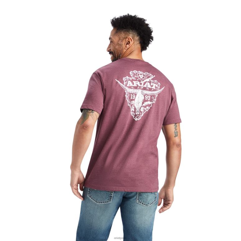 RJ66P608 t-shirt pointe de flèche 2.0 Ariat hauts bruyère bordeaux Hommes