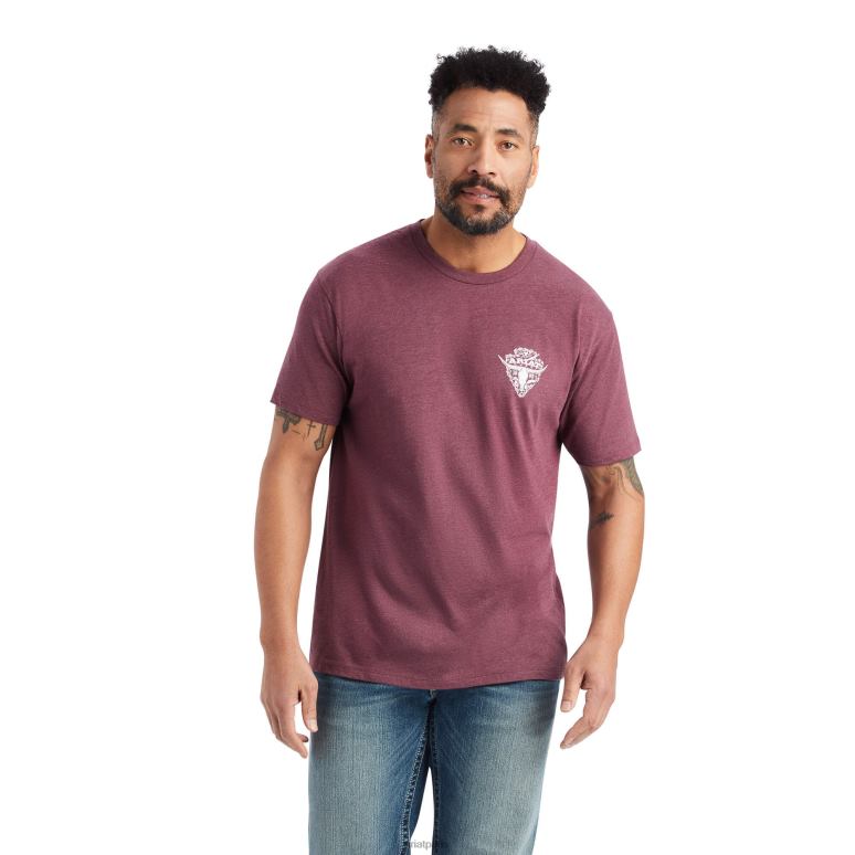 RJ66P608 t-shirt pointe de flèche 2.0 Ariat hauts bruyère bordeaux Hommes
