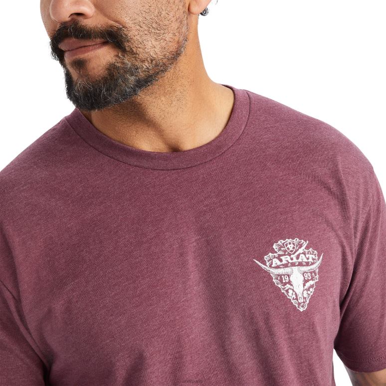 RJ66P608 t-shirt pointe de flèche 2.0 Ariat hauts bruyère bordeaux Hommes