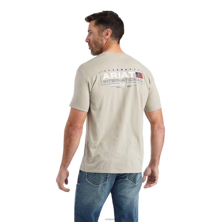 RJ66P609 t-shirt horizontal Ariat hauts kaki chiné Hommes