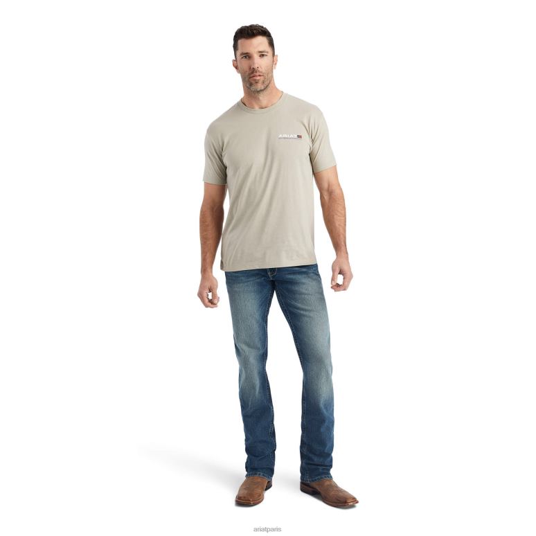 RJ66P609 t-shirt horizontal Ariat hauts kaki chiné Hommes