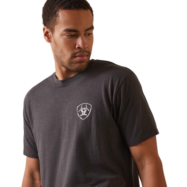 RJ66P615 t-shirt à drapeau camouflage ton sur ton Ariat hauts bruyère au charbon de bois Hommes