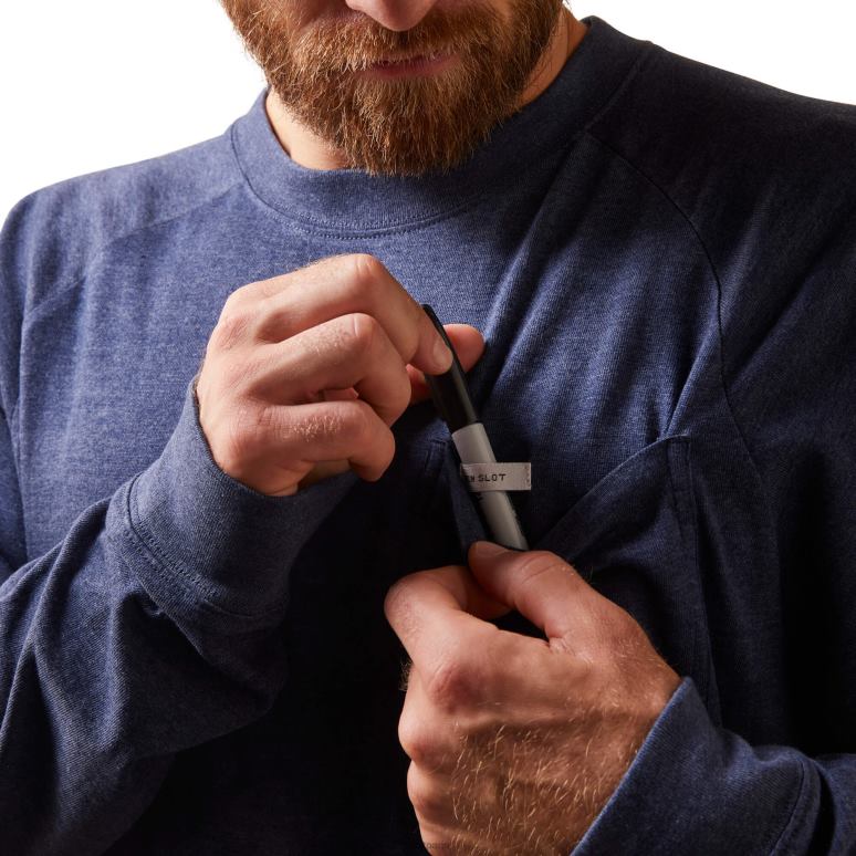 RJ66P617 t-shirt graphique fort en coton rebar Ariat hauts chiné marine Hommes