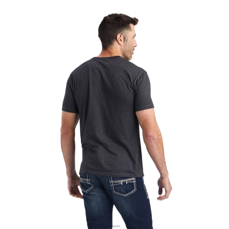 RJ66P629 t-shirt pile d'octane Ariat hauts bruyère au charbon de bois Hommes