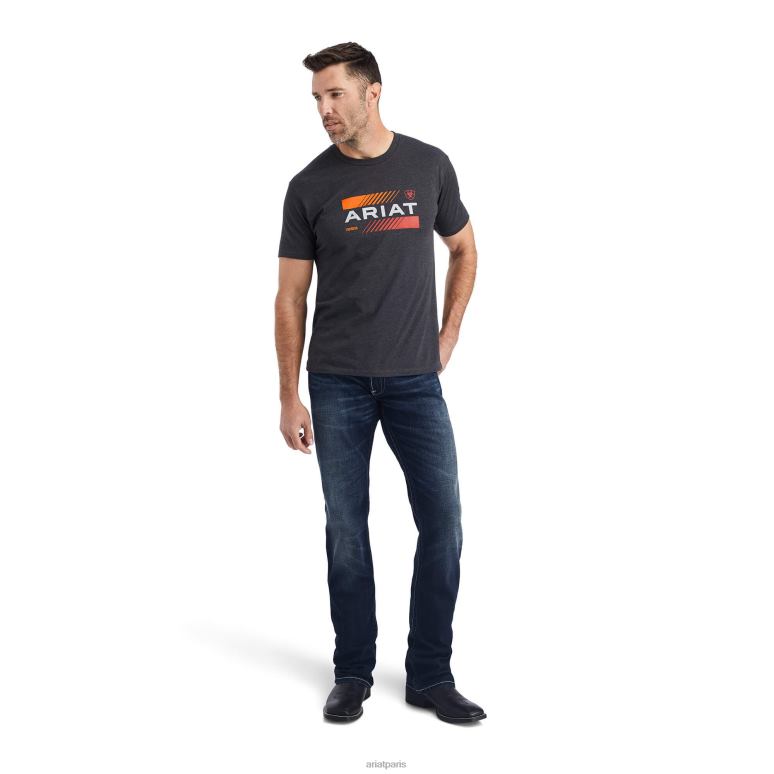 RJ66P629 t-shirt pile d'octane Ariat hauts bruyère au charbon de bois Hommes