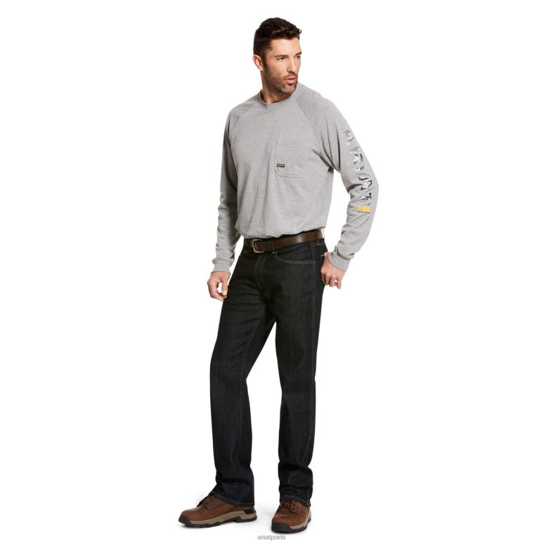 RJ66P632 t-shirt graphique fort en coton rebar Ariat hauts gris chiné Hommes