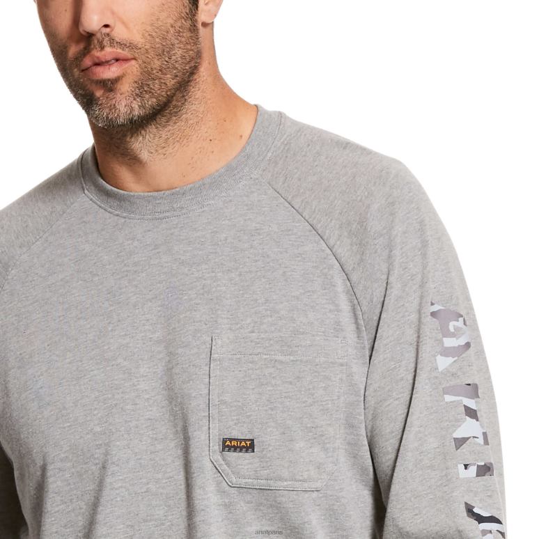 RJ66P632 t-shirt graphique fort en coton rebar Ariat hauts gris chiné Hommes