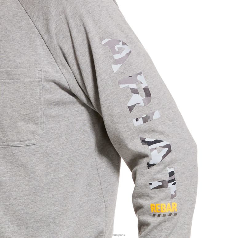 RJ66P632 t-shirt graphique fort en coton rebar Ariat hauts gris chiné Hommes
