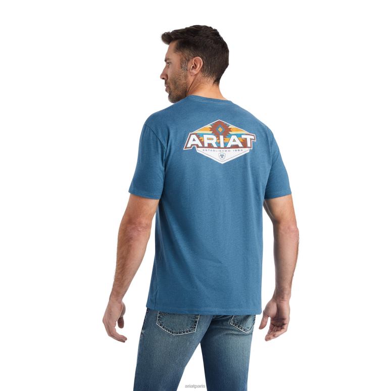RJ66P666 t-shirt hexafill Ariat hauts bleu acier chiné Hommes