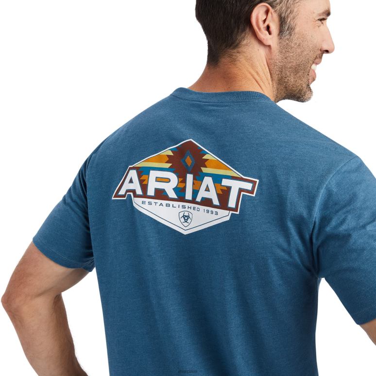 RJ66P666 t-shirt hexafill Ariat hauts bleu acier chiné Hommes