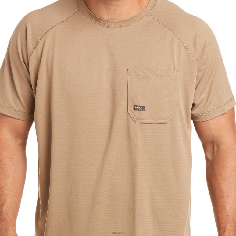 RJ66P671 t-shirt de chasseur de chaleur de barres d'armature Ariat hauts kaki Hommes
