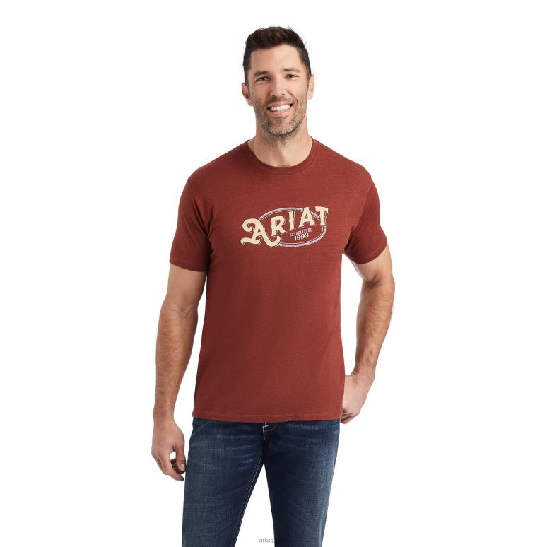 RJ66P672 t-shirt ovale en corde Ariat hauts bruyère rouille Hommes