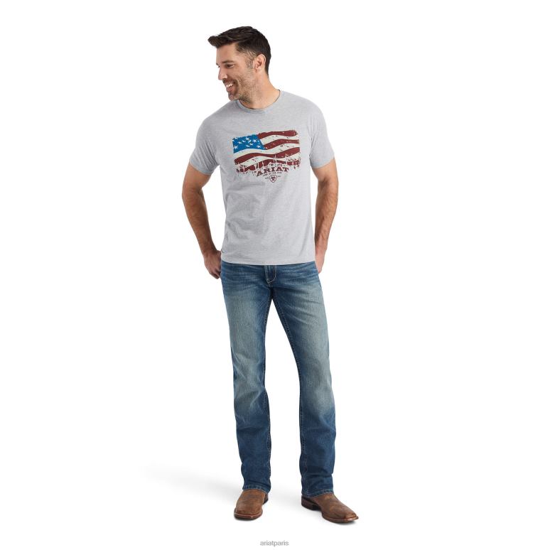 RJ66P675 t-shirt drapeau Ariat hauts bruyère athlétique Hommes
