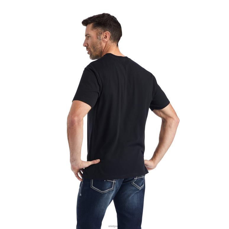 RJ66P676 t-shirt drapeau Ariat hauts noir Hommes
