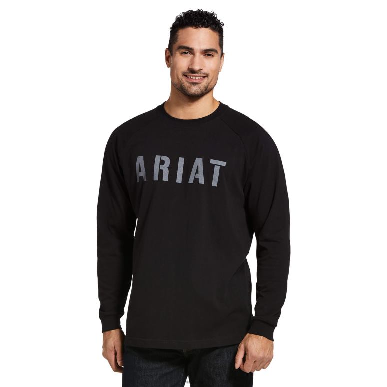 RJ66P677 t-shirt bloc cottonstrong avec barres d'armature Ariat hauts noir Hommes