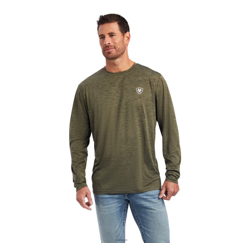RJ66P688 t-shirt chargeur drapeau camouflage Ariat hauts saumure olive bruyère Hommes
