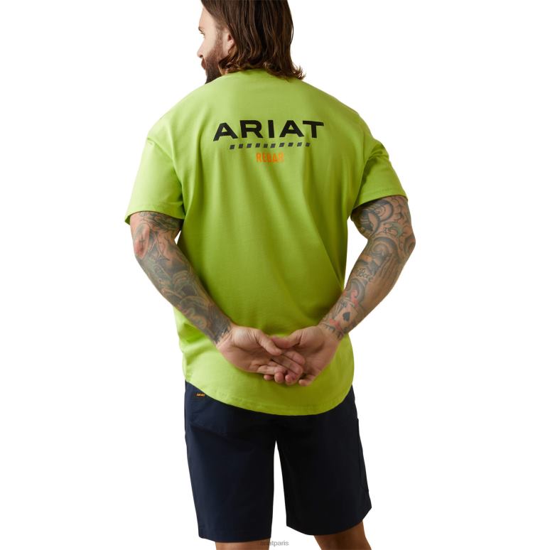 RJ66P698 t-shirt à logo fort en coton rebar Ariat hauts citron vert/noir Hommes