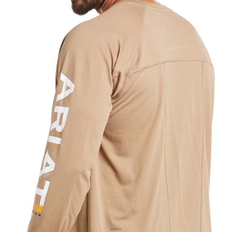 RJ66P699 t-shirt de chasseur de chaleur de barres d'armature Ariat hauts kaki Hommes