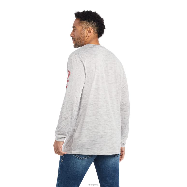 RJ66P700 t-shirt avec logo du chargeur Ariat hauts gris clair chiné Hommes