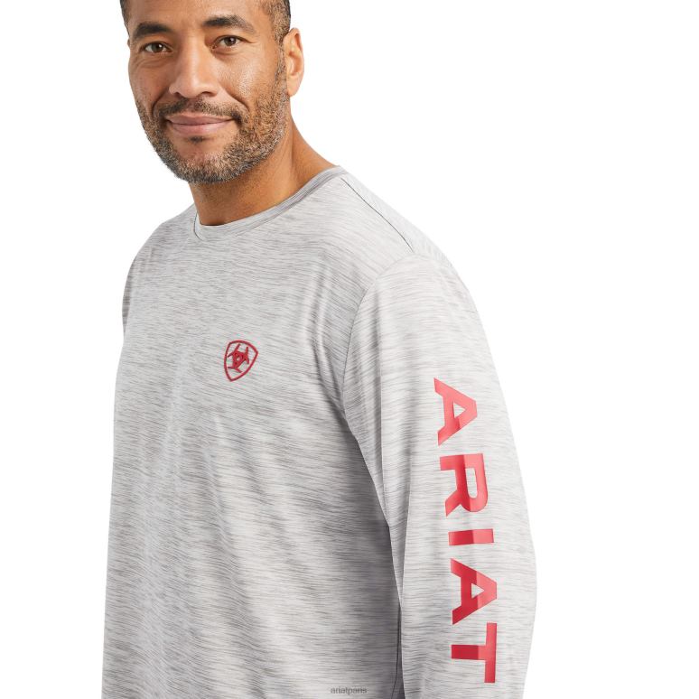 RJ66P700 t-shirt avec logo du chargeur Ariat hauts gris clair chiné Hommes