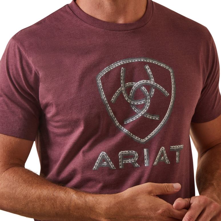RJ66P702 t-shirt avec logo barre d'acier Ariat hauts bruyère bordeaux Hommes