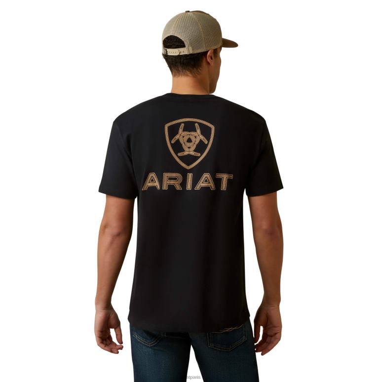 RJ66P715 t-shirt à point de bouclier Ariat hauts noir Hommes