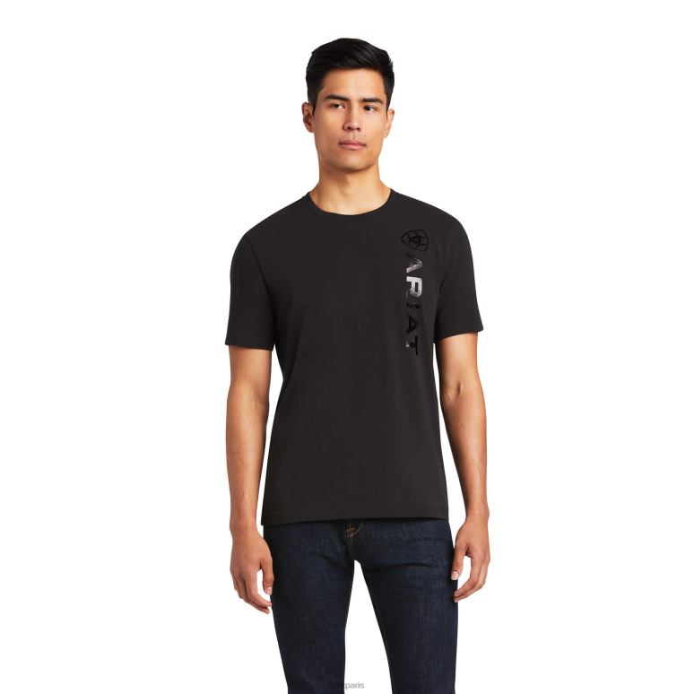 RJ66P718 t-shirt à logo vertical Ariat hauts noir Hommes