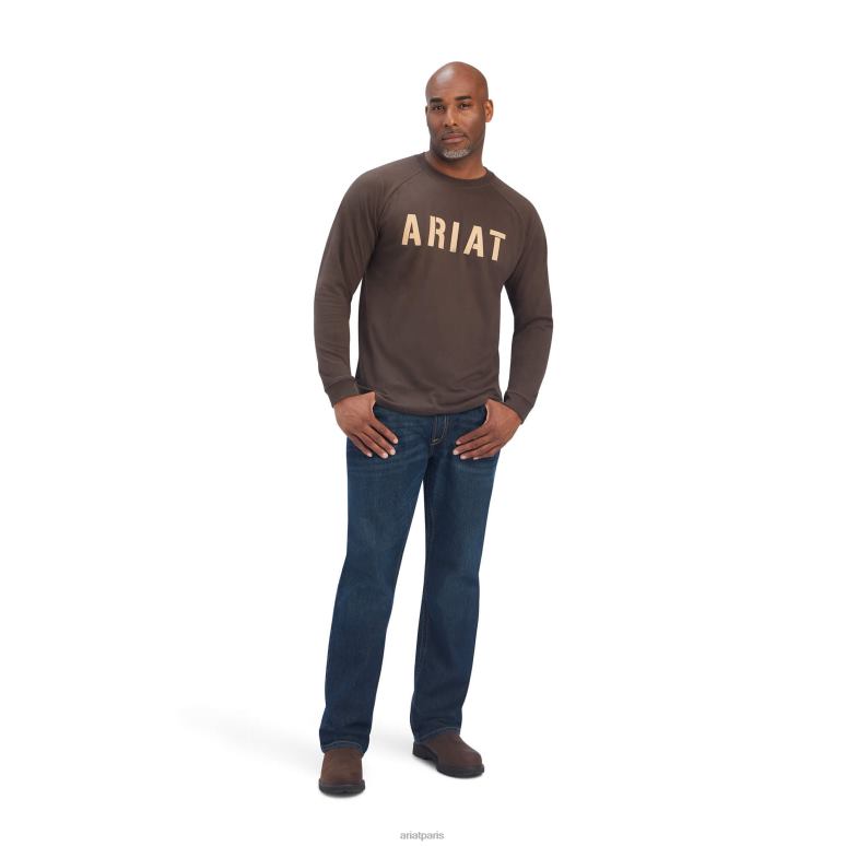 RJ66P725 t-shirt bloc cottonstrong avec barres d'armature Ariat hauts roitelet Hommes