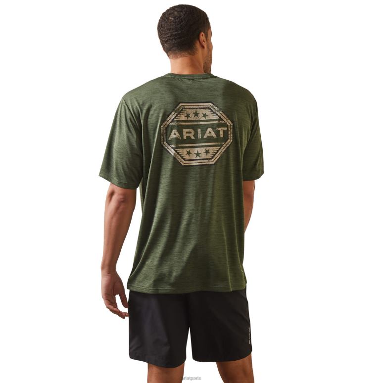RJ66P726 t-shirt tampon chargeur Ariat hauts kombu vert Hommes