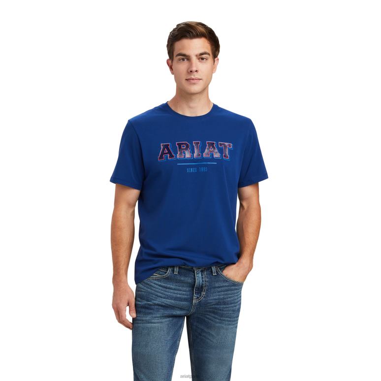 RJ66P730 t-shirt universitaire Ariat hauts bleu immobilier Hommes