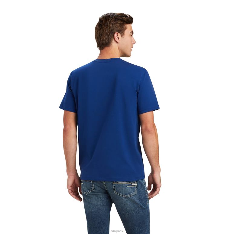 RJ66P730 t-shirt universitaire Ariat hauts bleu immobilier Hommes
